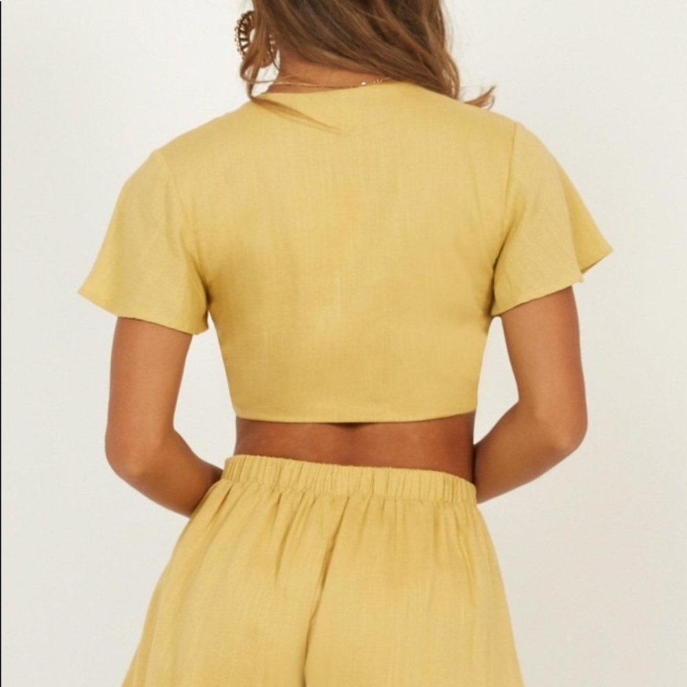 Sunny Days Two Piece Set in Yellow Linen Look - Picture 4 of 6